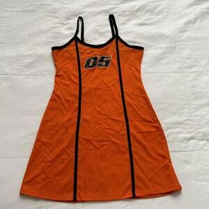 Y2K Orange and black 05 mini dress with a sporty vibe